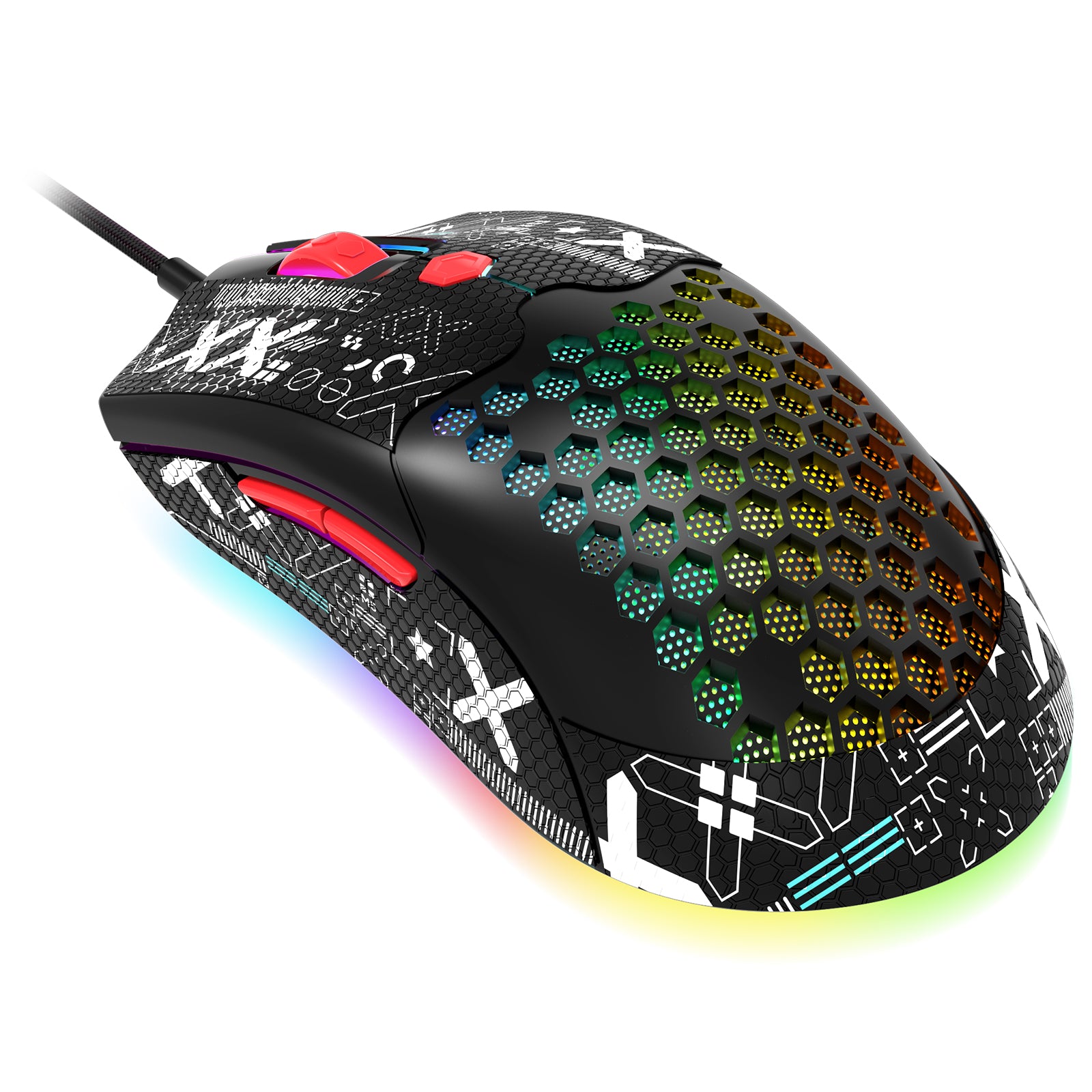 ZIYOU LANG M5PRO Ultralight Wired Gaming Mouse, Lightweight Honeycomb Shell, Pixart PAW3325, 6 Adjustable DPI 12000, 26 RGB Breathing Backlit Mice, 65g, USB Optical Model O Mice for Win11/Xbox/PS/Mac