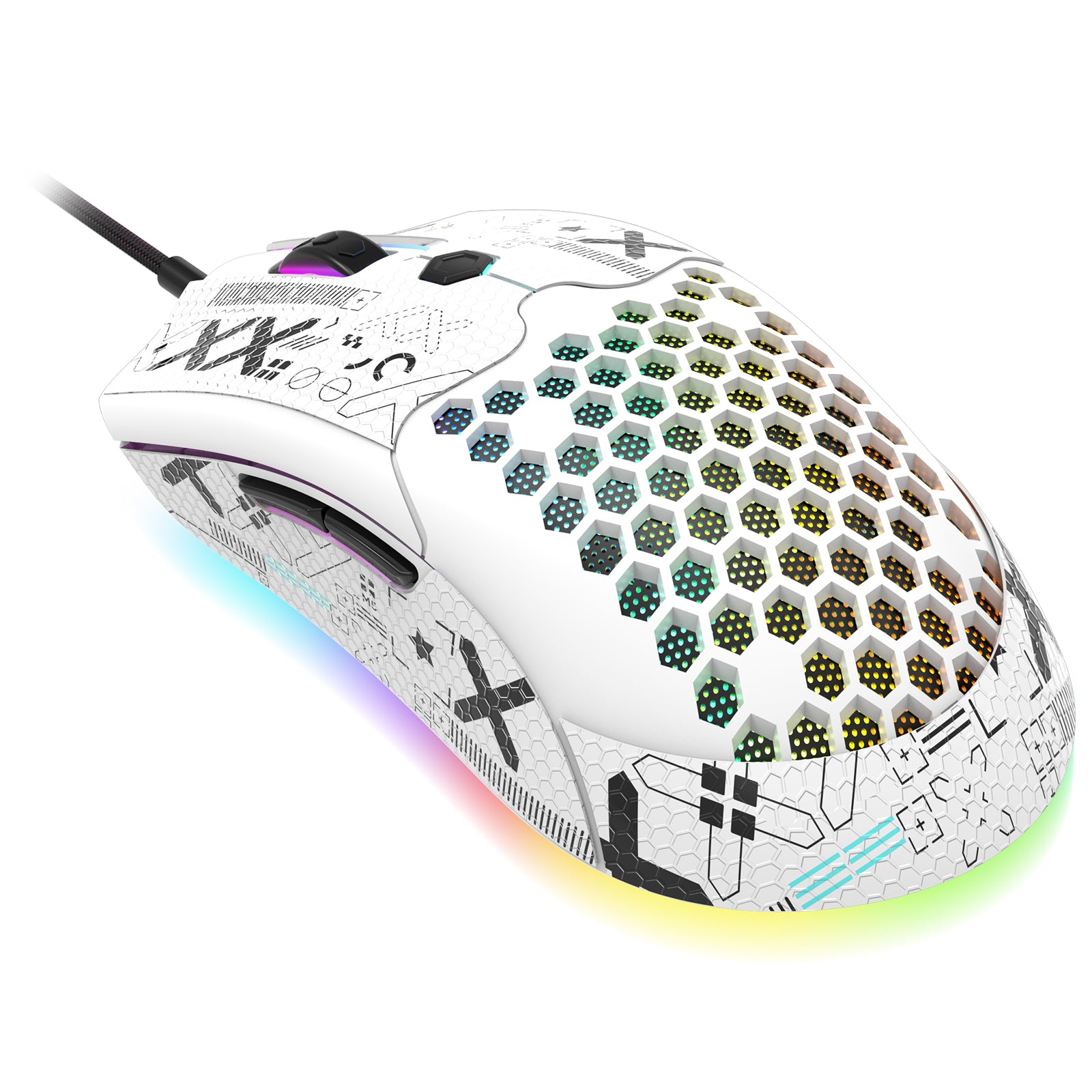 ZIYOU LANG M5PRO Ultralight Wired Gaming Mouse, Lightweight Honeycomb Shell, Pixart PAW3325, 6 Adjustable DPI 12000, 26 RGB Breathing Backlit Mice, 65g, USB Optical Model O Mice for Win11/Xbox/PS/Mac