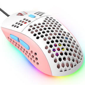 ZIYOU LANG M8PRO Ultralight Wired Gaming Mouse, Lightweight Honeycomb Shell, 6 RGB Breathing Backlit Mice, 6 Adjustable DPI 6400, USB Optical Mice for Win10/XP/Xbox/PS4/PS5/Mac/HP/Acer