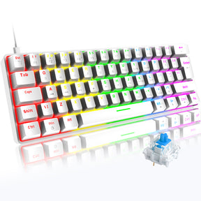 ZIYOU LANG T60 Mini 60% Percent Gaming Mechanical Keyboard UK Layout 19 Rainbow Light Up Compact Keyboard USB-C Cable for PC MAC