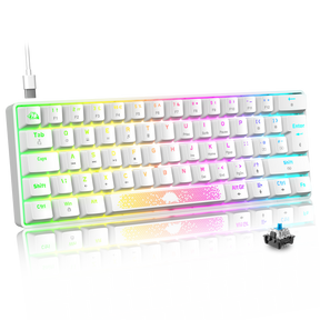 ZIYOU LANG T60RGB Mechanical Gaming Keyboard, 60% Compact 62 Key USB C Wired RGB Backlit LED Backlight Ergonomic Gaming Keyboard