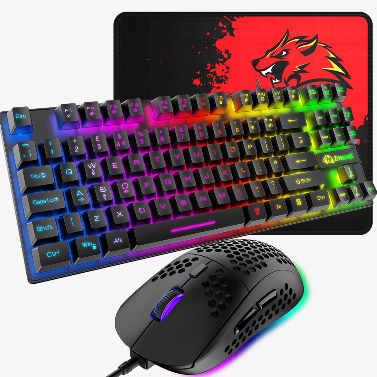 ZIYOU LANG T2 Gaming Keyboard and Mouse, Mechanical Feel Keyboard,RGB 6400 DPI Lightweight Gaming Mouse for Windows PC Gamers