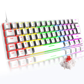 ZIYOU LANG T60 Mini 60% Percent Gaming Mechanical Keyboard UK Layout 19 Rainbow Light Up Compact Keyboard USB-C Cable for PC MAC