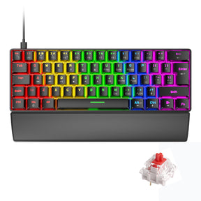 ZIYOU LANG T60 Mini 60% Percent Gaming Mechanical Keyboard UK Layout 19 Rainbow Light Up Compact Keyboard USB-C Cable for PC MAC