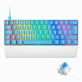 ZIYOU LANG T60 Mini 60% Percent Gaming Mechanical Keyboard UK Layout 19 Rainbow Light Up Compact Keyboard USB-C Cable for PC MAC