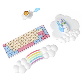 MAMBASNAKE Rainbow Cloud Wrist Rest Combo, Mouse Wrist Support for Ergonomic Pain Relief,Cute Desk Accessory for Home Office