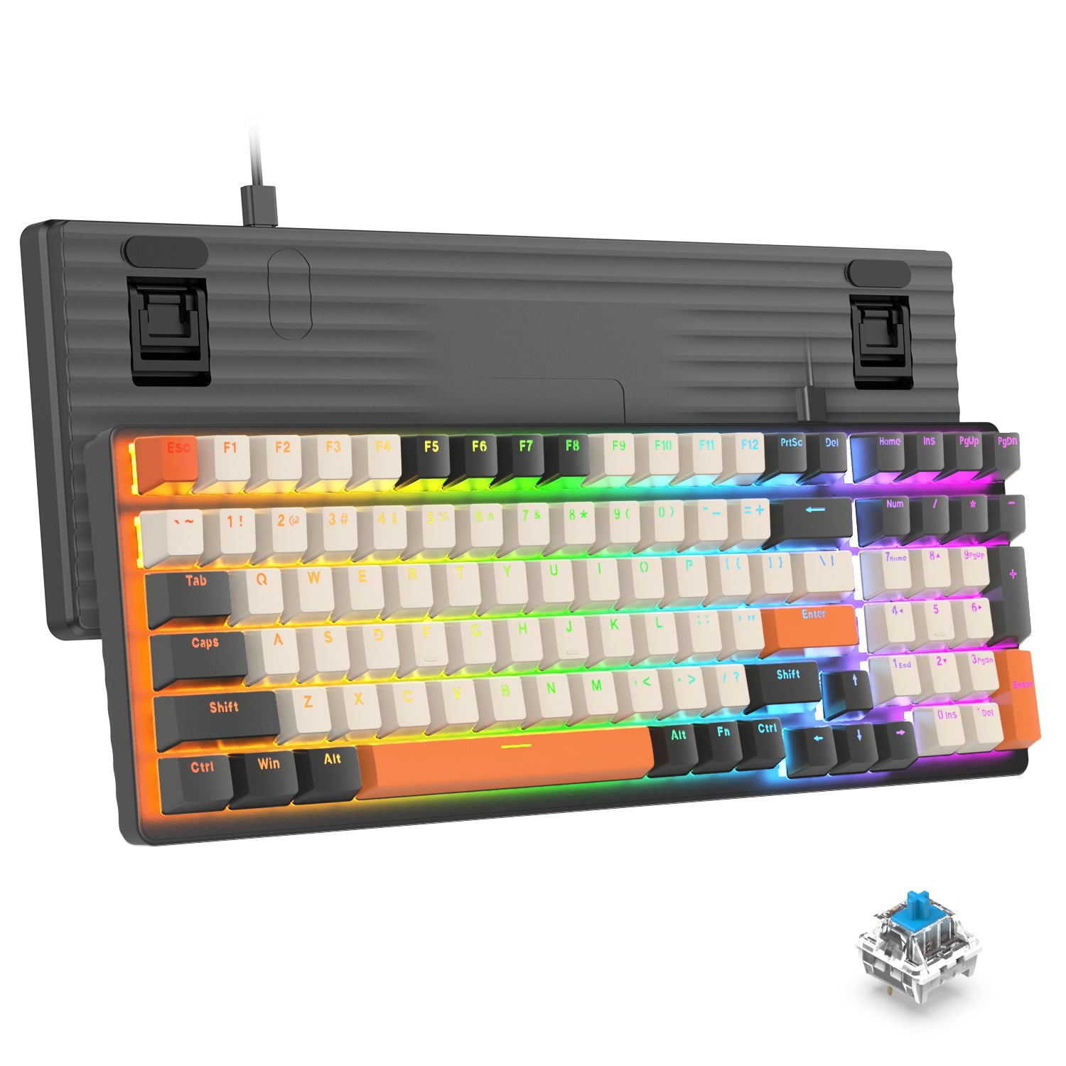 ZIYOU LANG K3 Mechanical Keyboard Ultra-Compact Mini 98-Key Wired Type C USB Water-resistant RGB Illuminated Clicky Linear Switch