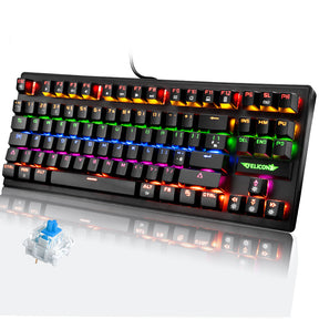 FELiCON K2 Wired 80% Percent Mechanical Gaming Keyboard UK Layout Rainbow Light Up Keyboard Compact 88 Keys Ergonomic for PC Mac