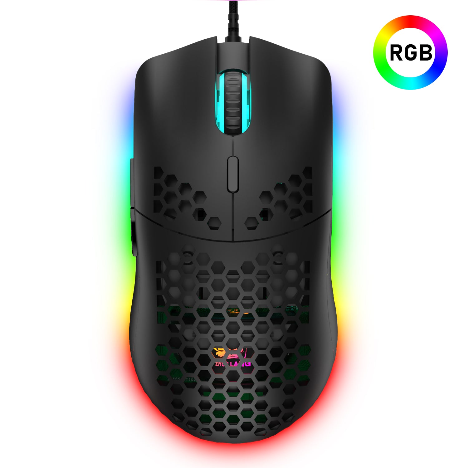 ZIYOU LANG M1 Wired Lightweight Gaming Mouse,6 RGB Backlit with 7 Buttons Programmable, Adjustable 6400DPI ,Ultralight Honeycomb Shell