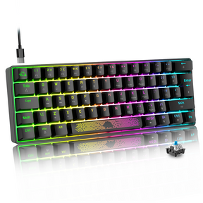 ZIYOU LANG T60RGB Mechanical Gaming Keyboard, 60% Compact 62 Key USB C Wired RGB Backlit LED Backlight Ergonomic Gaming Keyboard