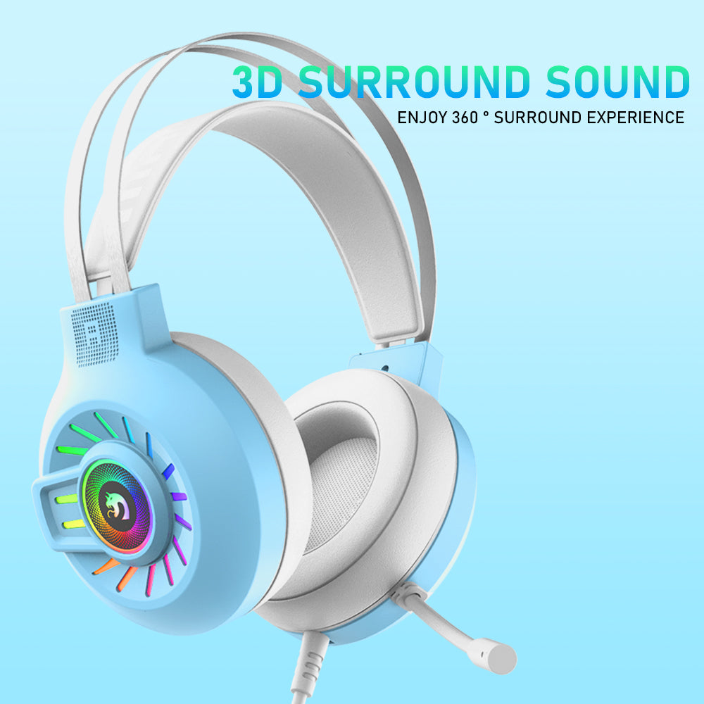 MAMBASNAKE M10 Over-Head Gaming Headphone, 3.5mm Stereo Wired, RGB Rainbow Backlit, Stereo Surround Sound,Noise Canceling Microphone