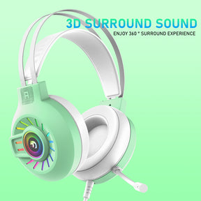 MAMBASNAKE M10 Over-Head Gaming Headphone, 3.5mm Stereo Wired, RGB Rainbow Backlit, Stereo Surround Sound,Noise Canceling Microphone