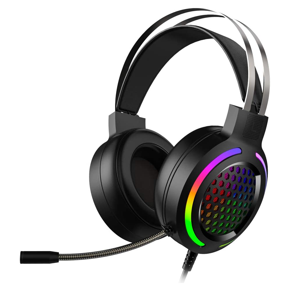 MAMBASNAKE M12 Gaming Headset Virtual 7.1-Channel Stereo Surround RGB Headset with Sound Card Chip Omnidirectional Microphone