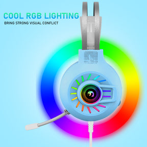 MAMBASNAKE M10 Over-Head Gaming Headphone, 3.5mm Stereo Wired, RGB Rainbow Backlit, Stereo Surround Sound,Noise Canceling Microphone