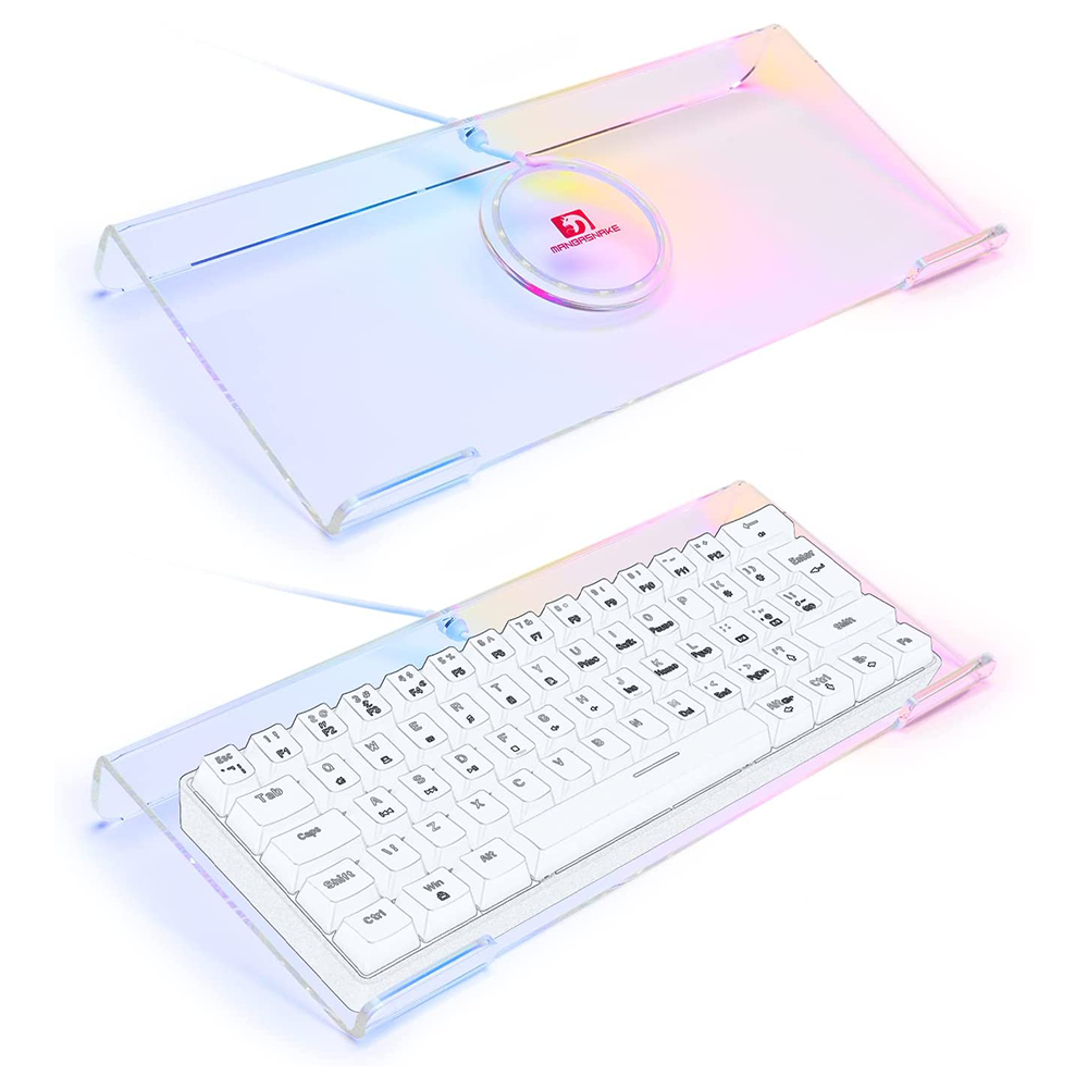 Premium Acrylic Computer Keyboard Stand, 366 Kinds RGB LED Backlit Keyboard Tray,Gaming Keyboard USB Interface Keyboard Stand