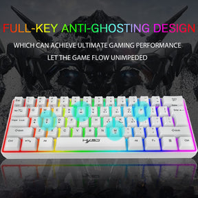 HXSJ V700 60% Gaming Keyboard, 61 Keys Portable Mini Compact Keyboard, 11 RGB Illuminated LED Backlit Waterproof Keyboard