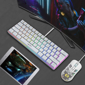 HXSJ V700 60% Gaming Keyboard, 61 Keys Portable Mini Compact Keyboard, 11 RGB Illuminated LED Backlit Waterproof Keyboard