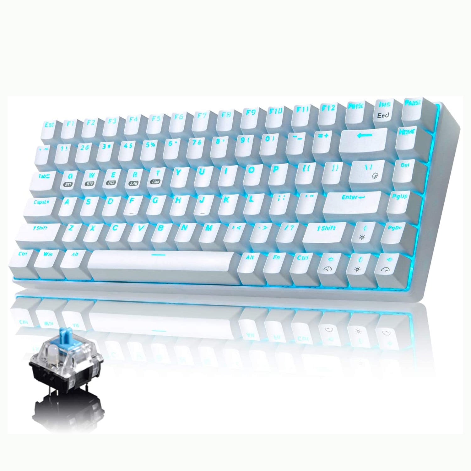 XINMENG XM84 84 Keys 3 Modes Mechanical Keyboard, Bluetooth 5.0/Wireless 2.4G/Wired, Rechargeable 3000mAh Battery, 20 LED Backlit Mode