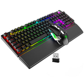 MAMBASNAKE K620 Wireless Gaming Keyboard & Mouse Combo,Mechanical Feel 100% Light Up Keyboard 4800mAh Rechargeable+PC Gaming Mice