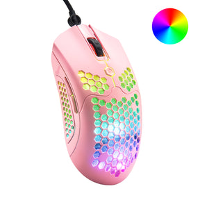 MAMBASNAKE M5 Wired Lightweight Gaming Mouse,26 RGB Backlit Mice with 7 Buttons Programmable Driver,PAW3325 12000DPI Mice, Honeycomb Shell