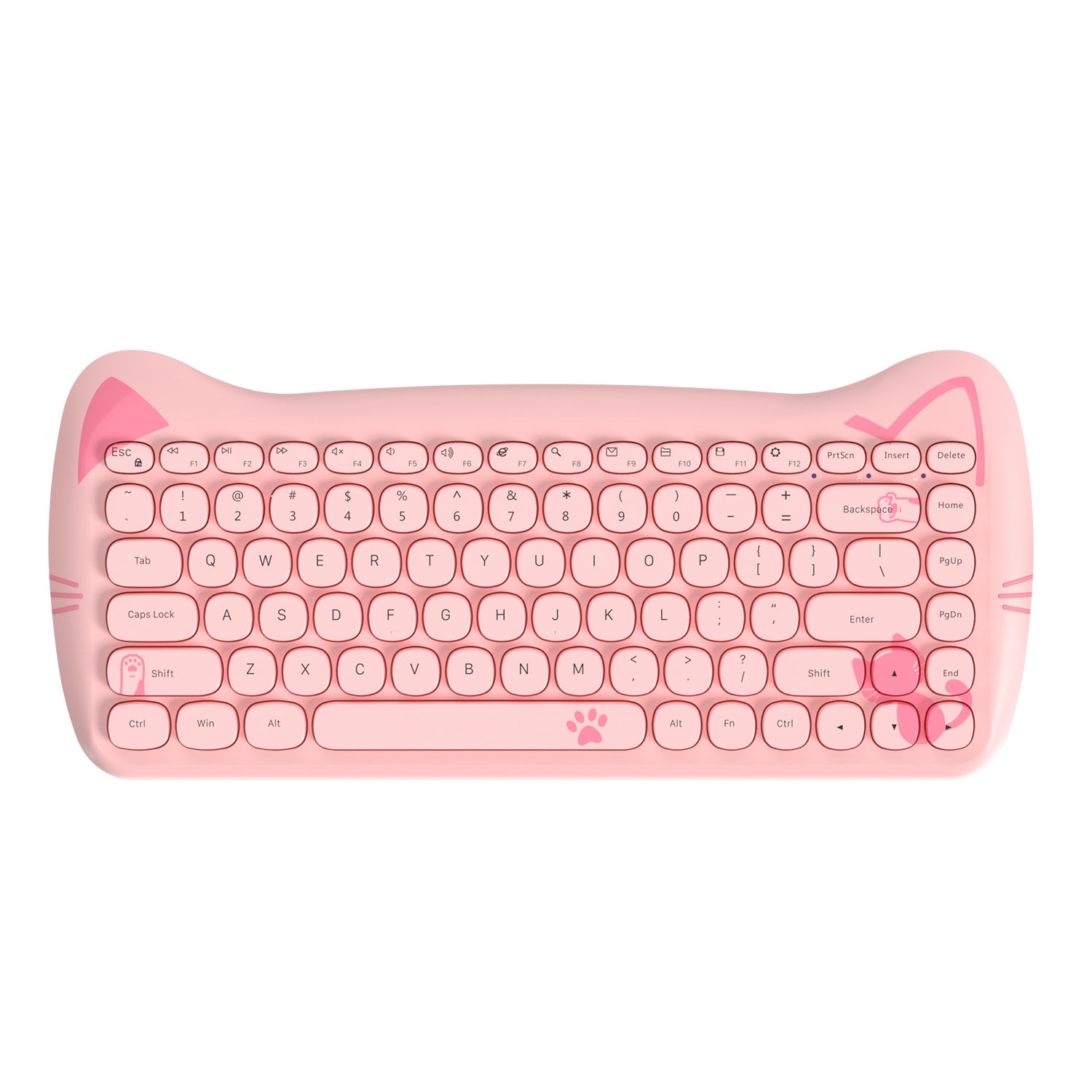 AJAZZ 3060i Wireless Cute Computer Keyboard Lovely Cat Silent Office Bluetooth Keyboard Retro Round Matte Texture Keycap for iPad Laptop