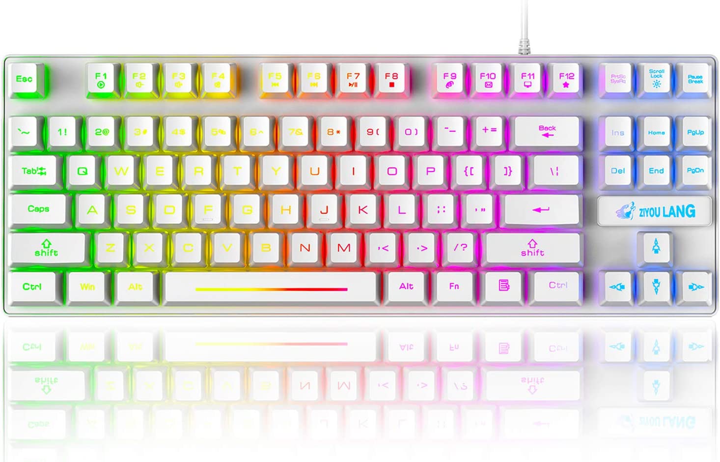 ZIYOU LANG K16 60% Gaming Keyboard87 Keys Mechanical Feeling Multi Color RGB Illuminated LED Backlit Wired Light Up Keyboard