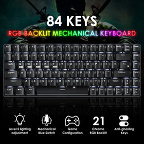 XINMENG XM84 84 Keys 3 Modes Mechanical Keyboard, Bluetooth 5.0/Wireless 2.4G/Wired, Rechargeable 3000mAh Battery, 20 LED Backlit Mode