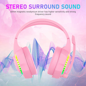 MAMBASNAKE CY907 Gaming Headset, Noise Cancelling Over Ear Headphones with Microphone for PS4 PC Xbox One PS5, Rainbow LED Backlit