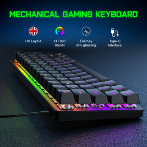 MAGIC-REFINER MK22 Compact 60% Mechanical Gaming Keyboard with all key Anti-ghosting , 61 Key Rainbow RGB Backlit Metal Plate Type-C