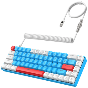 ZIYOULANG T8 60% Gaming Keyboard,68 Keys Compact Mini Wired Mechanical Keyboard with 18 Chroma RGB Backlit,Blue Switch,USB C Coiled Keyboard Cable for PC