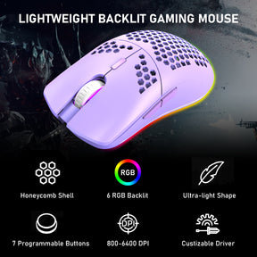 ZIYOU LANG M1 Wired Lightweight Gaming Mouse,6 RGB Backlit with 7 Buttons Programmable, Adjustable 6400DPI ,Ultralight Honeycomb Shell