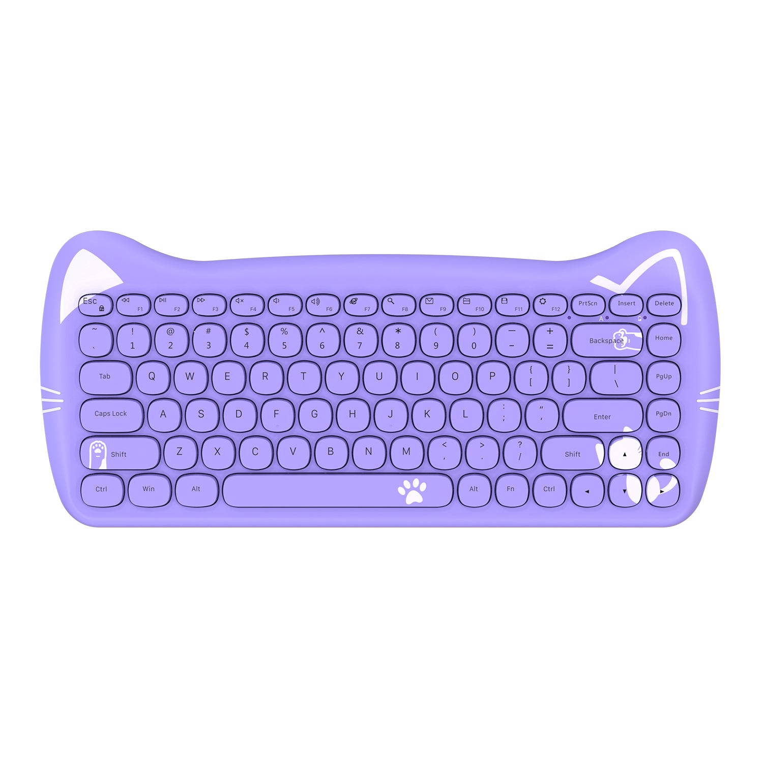 AJAZZ 3060i Wireless Cute Computer Keyboard Lovely Cat Silent Office Bluetooth Keyboard Retro Round Matte Texture Keycap for iPad Laptop