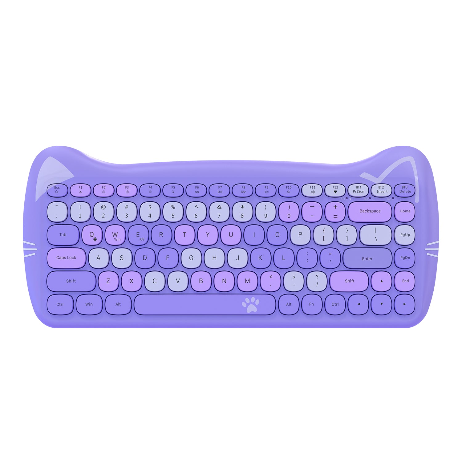 AJAZZ 3060i Wireless Cute Computer Keyboard Lovely Cat Silent Office Bluetooth Keyboard Retro Round Matte Texture Keycap for iPad Laptop