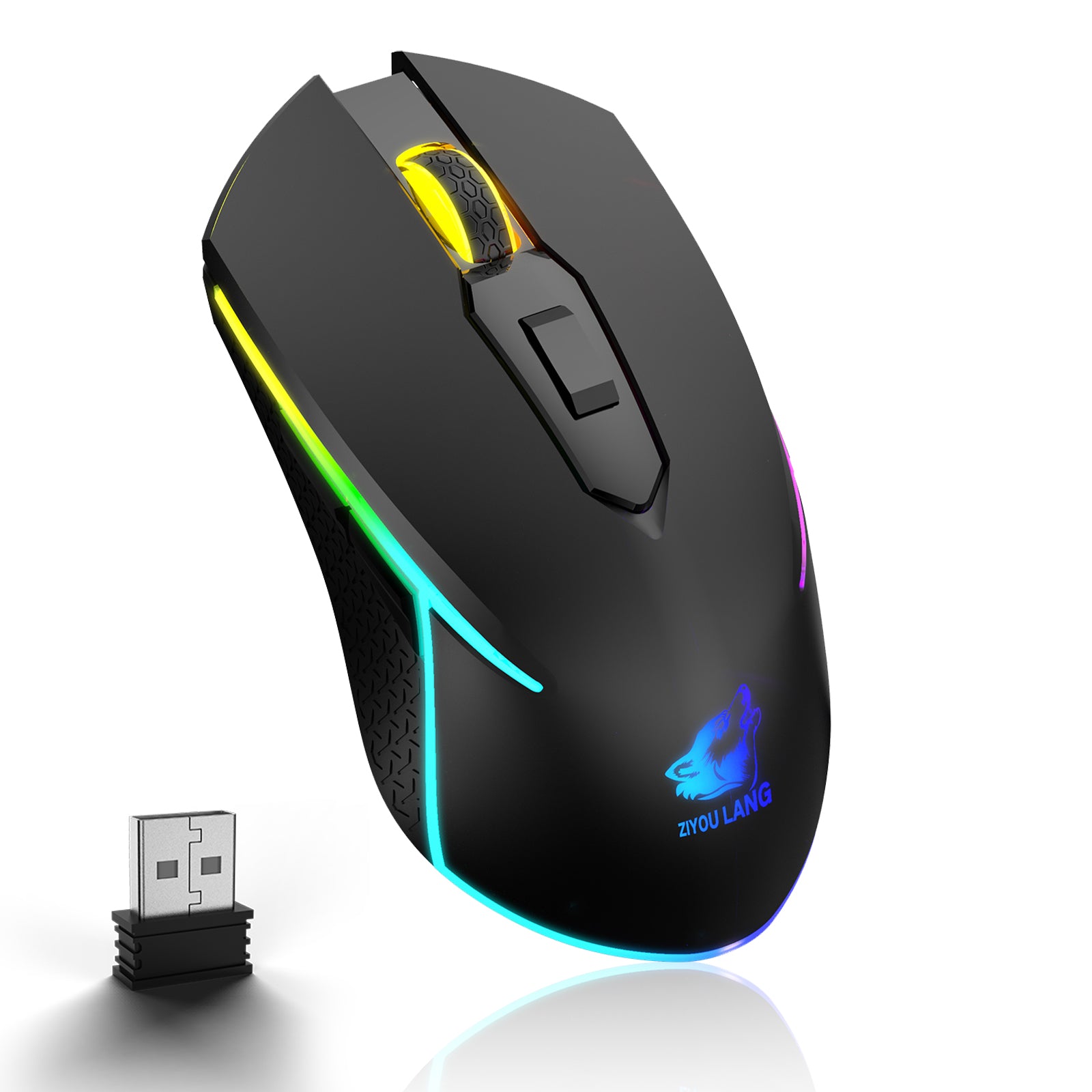 ZIYOU LANG Wireless Gaming Mouse with 2.4Ghz USB Receiver RGB Backlight Adjustable DPI Silent Rechargeable Ergonomic 7 Button