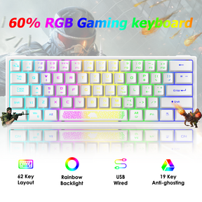 ZIYOU LANG K61 - 60 Percent Compact Gaming Keyboard UK Layout Ultralight LED Backlit Mechanical Feel PS4 Laptop PC Accessories