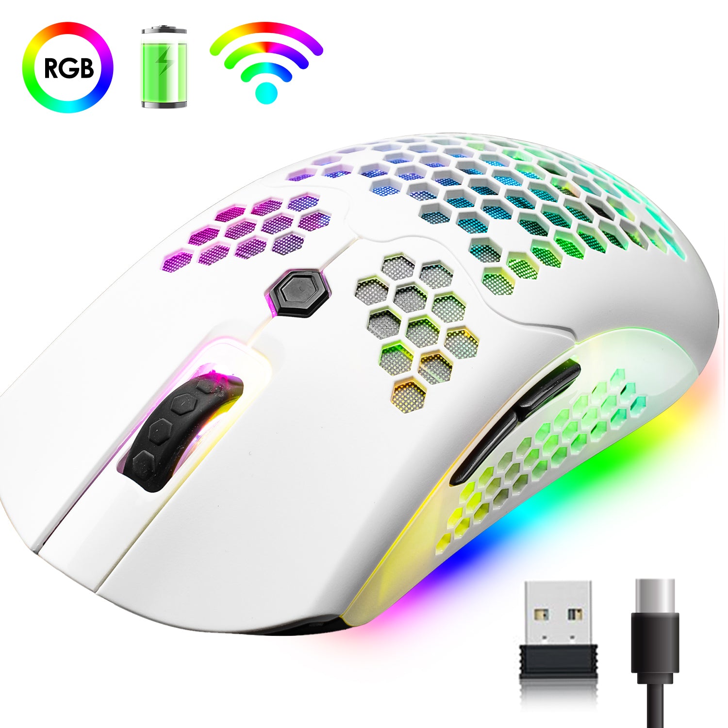 ZIYOU LANG X2 Wireless/ Wired Gaming Mouse,16 RGB Backlit Ultralight Honeycomb Shell with Programmable Driver,Rechargeable 800mA,12000 DPI