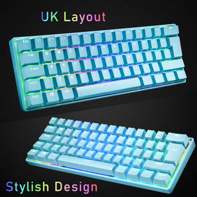 MAGIC-REFINER MK21 60% True Mechanical Gaming Keyboard UK Layout Type C Wired 62 Keys 14 Chroma RGB Backlight Keyboard Full Anti-ghosting