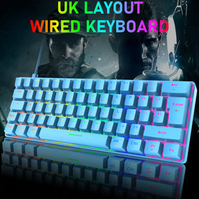 ZIYOU LANG T60 Mini 60% Percent Gaming Mechanical Keyboard UK Layout 19 Rainbow Light Up Compact Keyboard USB-C Cable for PC MAC