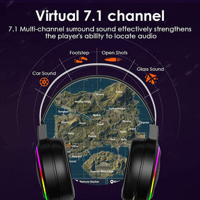 MAMBASNAKE M12 Gaming Headset Virtual 7.1-Channel Stereo Surround RGB Headset with Sound Card Chip Omnidirectional Microphone