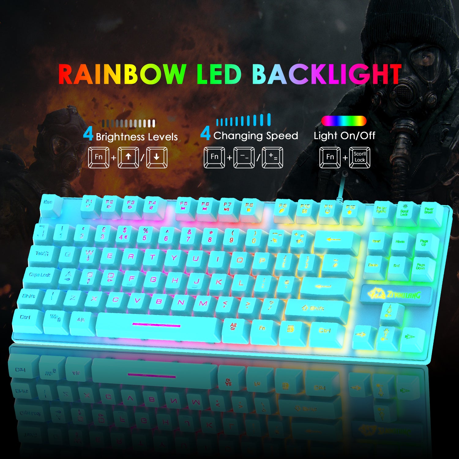 ZIYOU LANG T2 Gaming Keyboard and Mouse, Mechanical Feel Keyboard,RGB 6400 DPI Lightweight Gaming Mouse for Windows PC Gamers