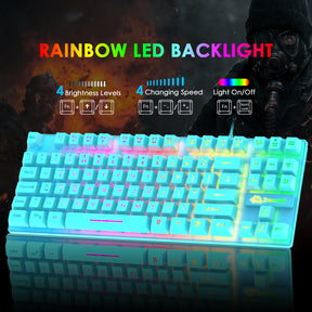 ZIYOU LANG T2 Gaming Keyboard and Mouse, Mechanical Feel Keyboard,RGB 6400 DPI Lightweight Gaming Mouse for Windows PC Gamers