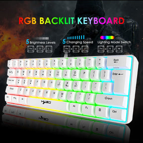 V700 60% Wired Gaming Keyboard, RGB Backlit Ultra-Compact Mini Keyboard, Mini Ergonomic 61 Keys Keyboard,Mechanical Feel Type-C USB Waterproof for PC/Mac Gamer, Typist