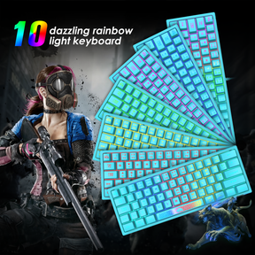 ZIYOU LANG K61 - 60% Compact Gaming Keyboard and Mouse Set UK Layout Ultralight 12000 DPI Breathable LED Honeycomb Shell Mouse