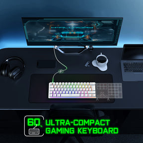 MAGIC-REFINER MK22 Compact 60% Mechanical Gaming Keyboard with all key Anti-ghosting , 61 Key Rainbow RGB Backlit Metal Plate Type-C