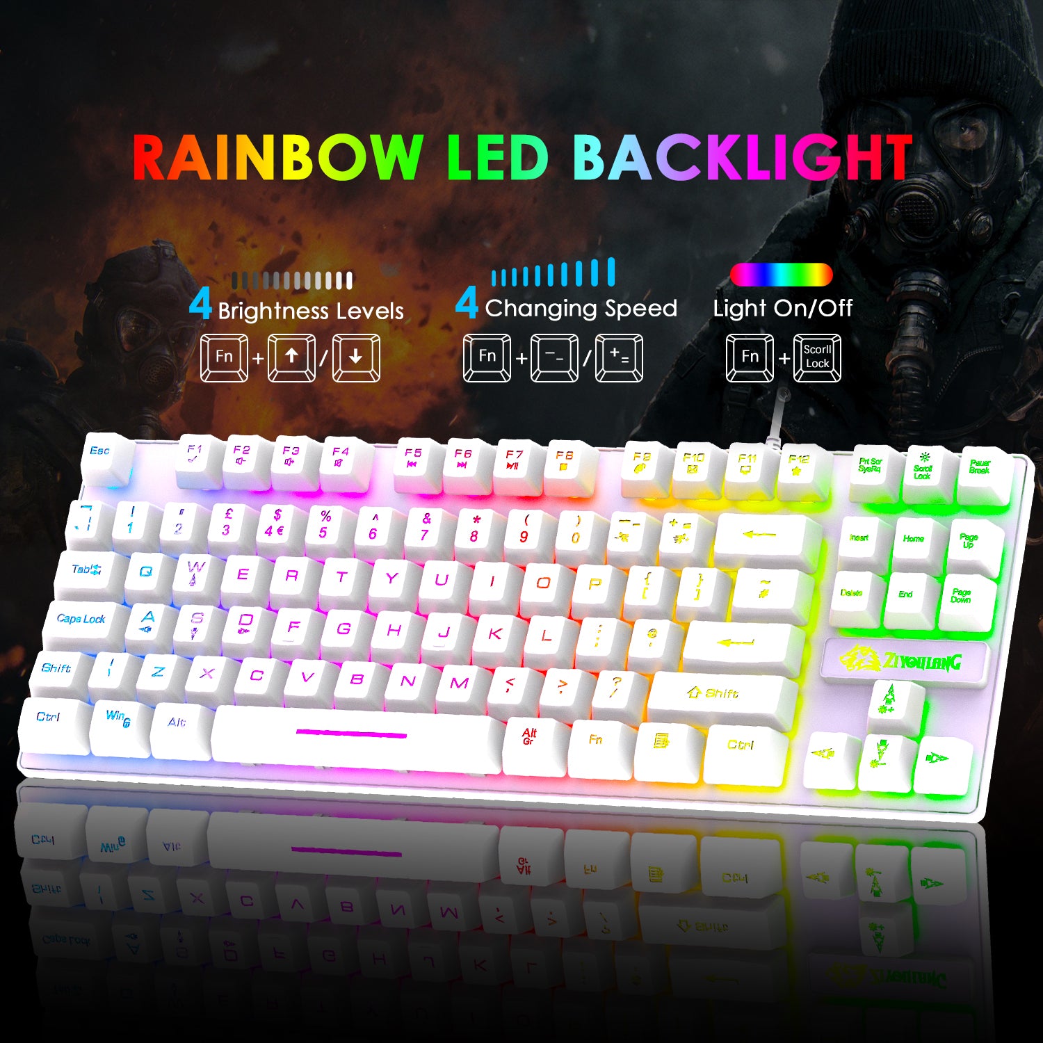 ZIYOU LANG T2 Gaming Keyboard and Mouse, Mechanical Feel Keyboard,RGB 6400 DPI Lightweight Gaming Mouse for Windows PC Gamers