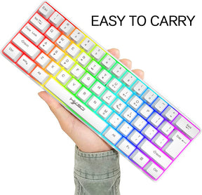 HXSJ V700 60% Gaming Keyboard, 61 Keys Portable Mini Compact Keyboard, 11 RGB Illuminated LED Backlit Waterproof Keyboard