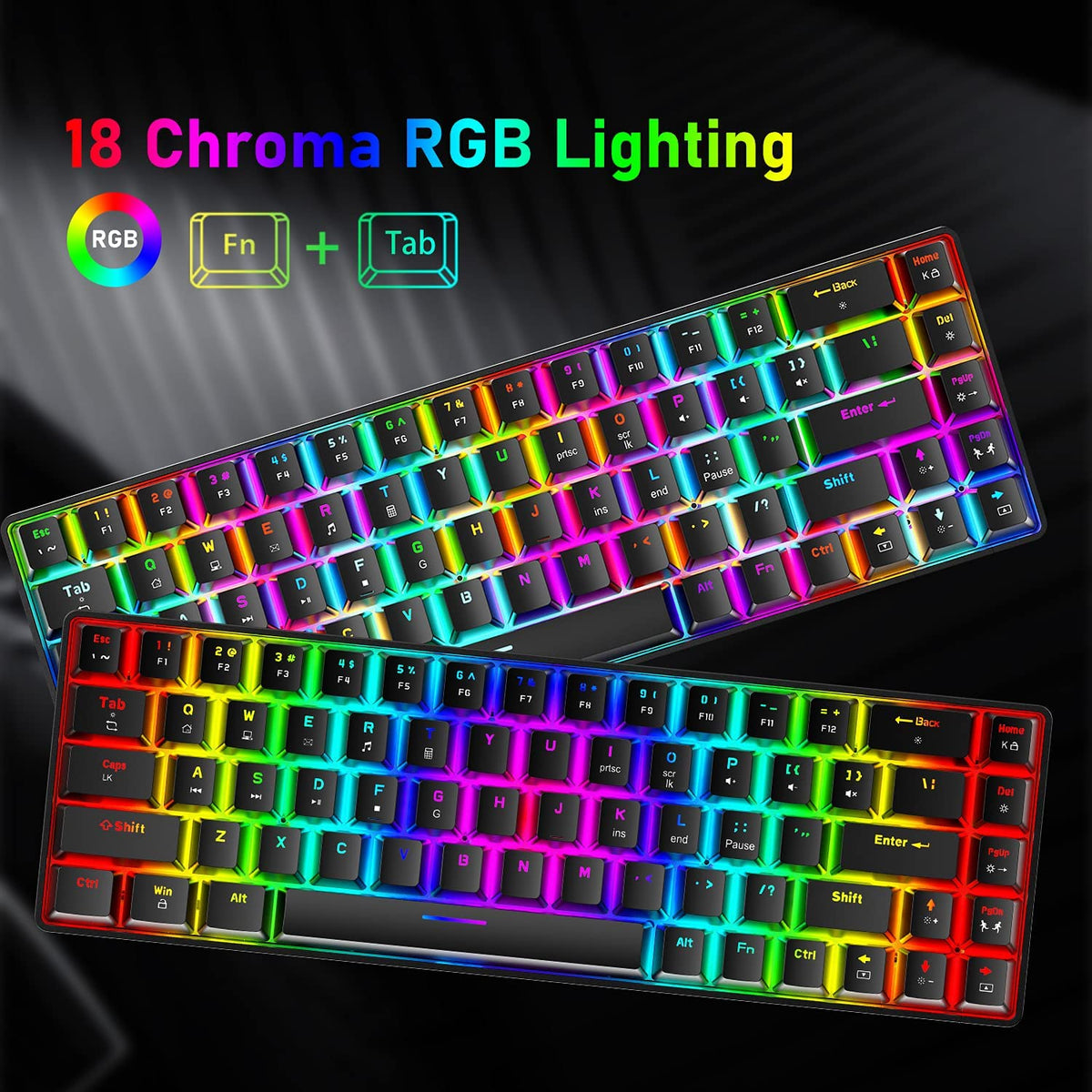 ZIYOU LANG T8 60% Mechanical Mini Gaming Keyboard Compact Type C Wired 68 Keys LED Backlit USB Waterproof Keyboard 18 Chroma RGB