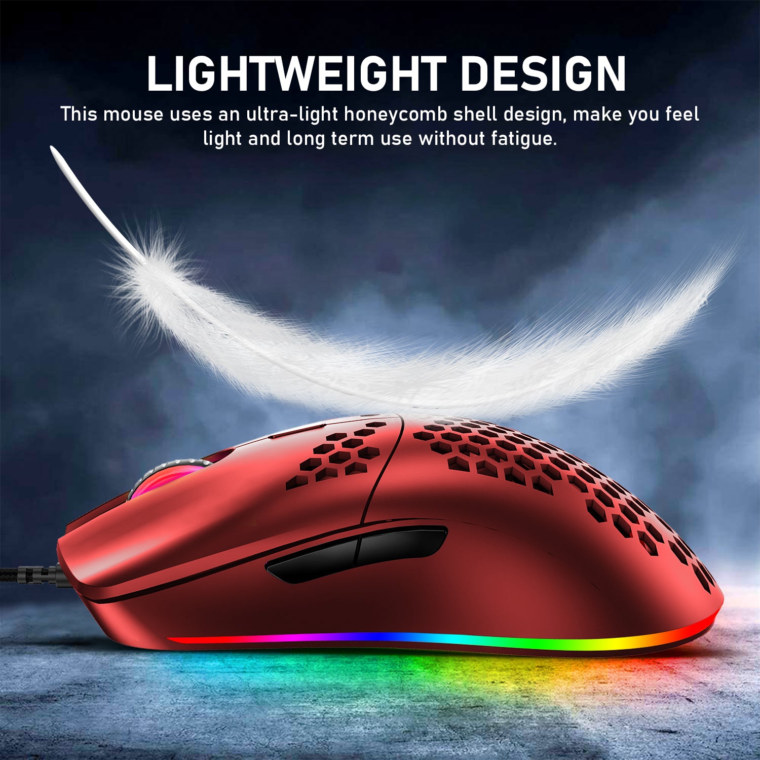 ZIYOU LANG M1 Wired Lightweight Gaming Mouse,6 RGB Backlit with 7 Buttons Programmable, Adjustable 6400DPI ,Ultralight Honeycomb Shell