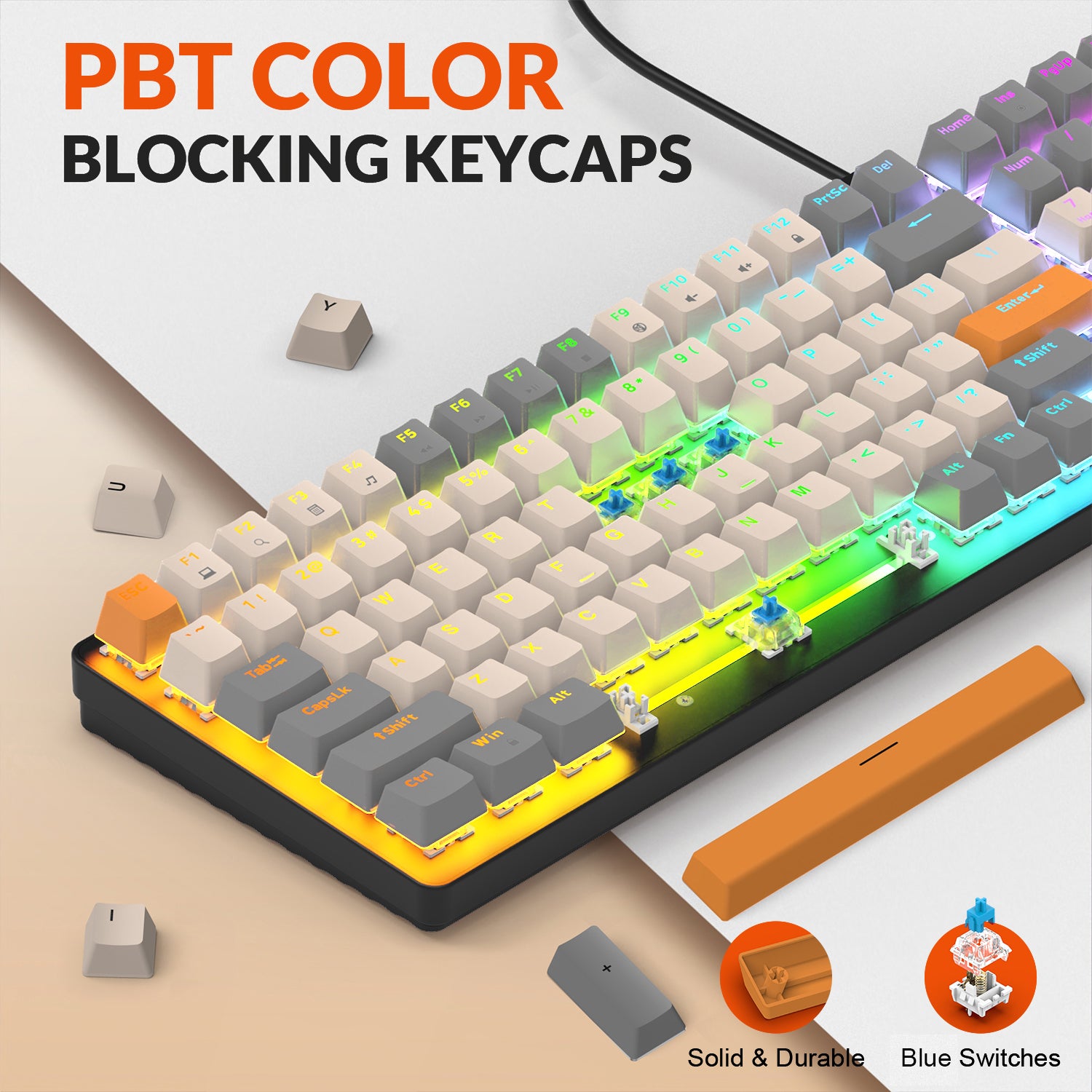 ZIYOU LANG K3 Mechanical Keyboard Ultra-Compact Mini 98-Key Wired Type C USB Water-resistant RGB Illuminated Clicky Linear Switch