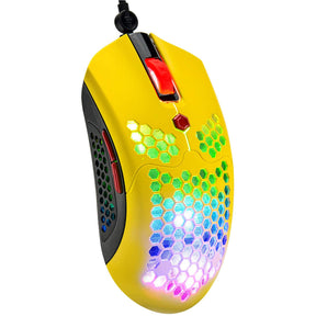 MAMBASNAKE M5 Wired Lightweight Gaming Mouse,26 RGB Backlit Mice with 7 Buttons Programmable Driver,PAW3325 12000DPI Mice, Honeycomb Shell